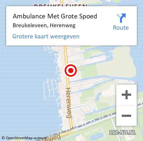 Locatie op kaart van de 112 melding: Ambulance Met Grote Spoed Naar Breukeleveen, Herenweg op 24 mei 2015 12:48