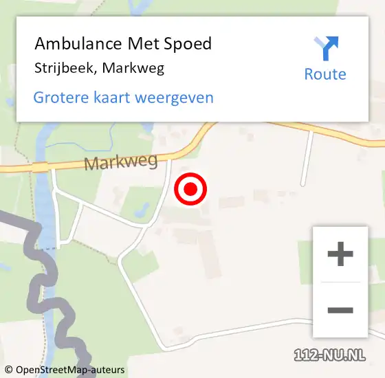 Locatie op kaart van de 112 melding: Ambulance Met Spoed Naar Strijbeek, Markweg op 24 mei 2015 12:55