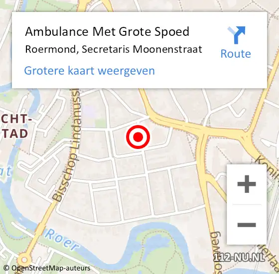 Locatie op kaart van de 112 melding: Ambulance Met Grote Spoed Naar Roermond, Secretaris Moonenstraat op 24 mei 2015 13:04