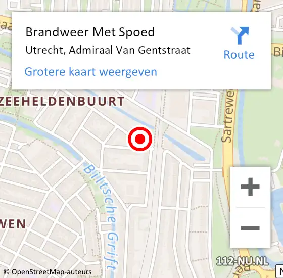 Locatie op kaart van de 112 melding: Brandweer Met Spoed Naar Utrecht, Admiraal Van Gentstraat op 24 mei 2015 13:13