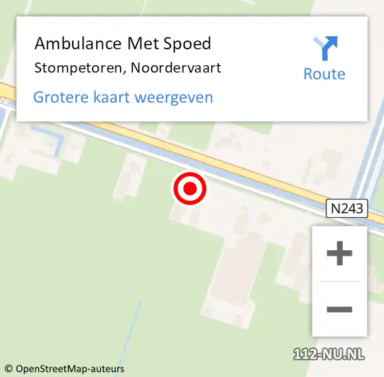 Locatie op kaart van de 112 melding: Ambulance Met Spoed Naar Stompetoren, Noordervaart op 24 mei 2015 13:38