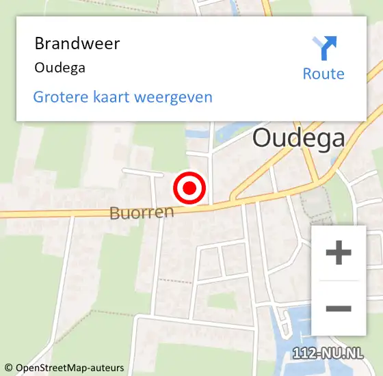 Locatie op kaart van de 112 melding: Brandweer Oudega op 24 mei 2015 13:41