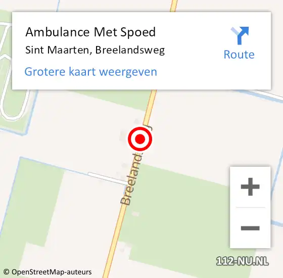 Locatie op kaart van de 112 melding: Ambulance Met Spoed Naar Sint Maarten, Breelandsweg op 24 mei 2015 14:08
