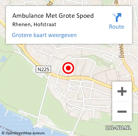 Locatie op kaart van de 112 melding: Ambulance Met Grote Spoed Naar Rhenen, Hofstraat op 24 mei 2015 14:10