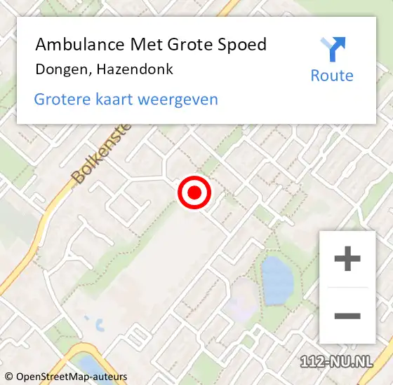 Locatie op kaart van de 112 melding: Ambulance Met Grote Spoed Naar Dongen, Hazendonk op 24 mei 2015 14:29