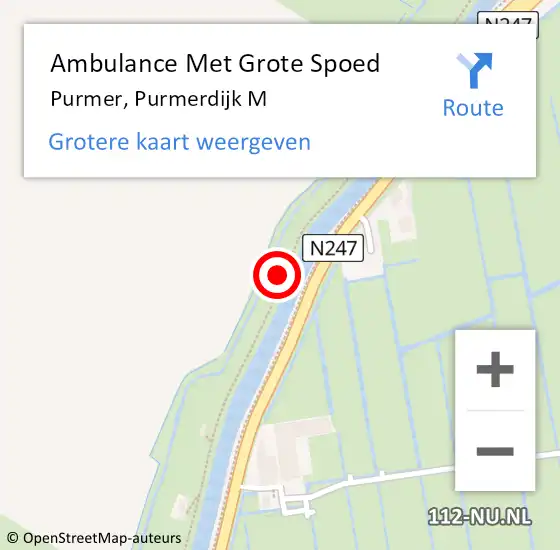 Locatie op kaart van de 112 melding: Ambulance Met Grote Spoed Naar Purmer, Purmerdijk M op 24 mei 2015 14:44