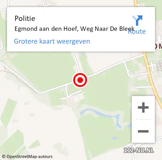 Locatie op kaart van de 112 melding: Politie Egmond aan den Hoef, Weg Naar De Bleek op 24 mei 2015 15:33