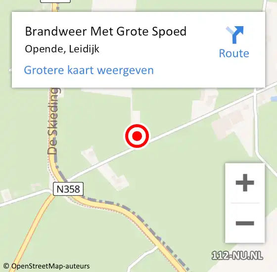 Locatie op kaart van de 112 melding: Brandweer Met Grote Spoed Naar Opende, Leidijk op 24 mei 2015 16:57