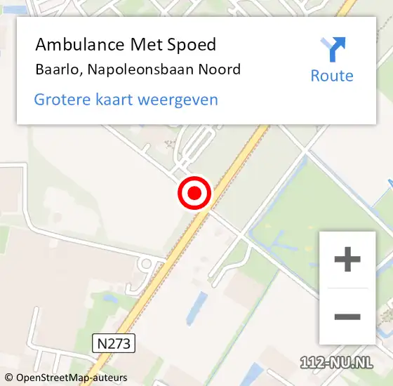 Locatie op kaart van de 112 melding: Ambulance Met Spoed Naar Baarlo, Napoleonsbaan Noord op 24 mei 2015 17:01