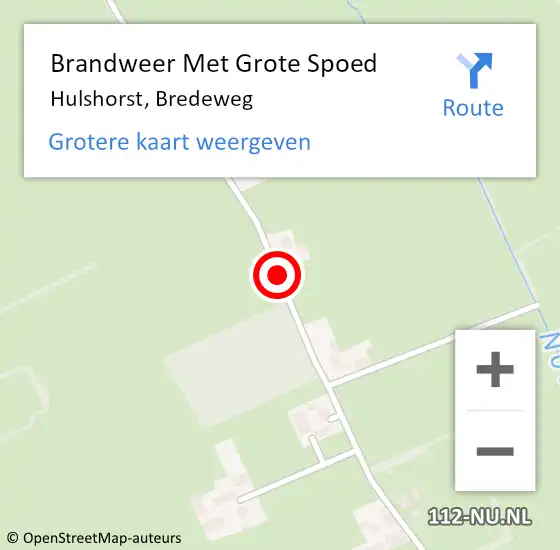 Locatie op kaart van de 112 melding: Brandweer Met Grote Spoed Naar Hulshorst, Bredeweg op 24 mei 2015 17:27