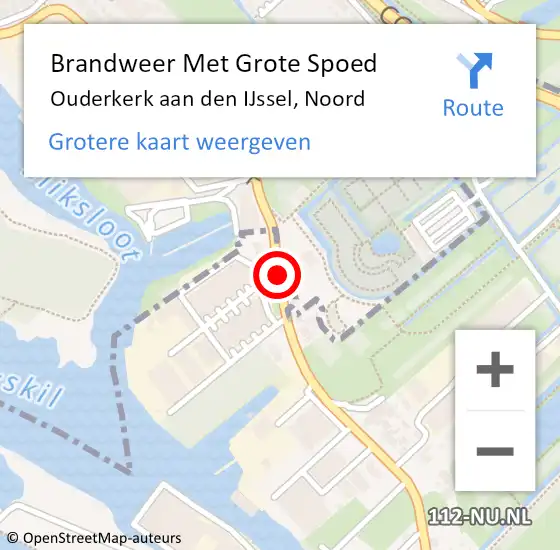 Locatie op kaart van de 112 melding: Brandweer Met Grote Spoed Naar Ouderkerk aan den IJssel, Noord op 24 mei 2015 17:31