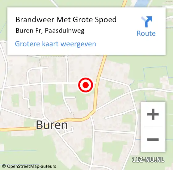 Locatie op kaart van de 112 melding: Brandweer Met Grote Spoed Naar Buren Fr, Paasduinweg op 8 november 2013 17:30