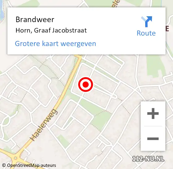 Locatie op kaart van de 112 melding: Brandweer Horn, Graaf Jacobstraat op 24 mei 2015 18:35