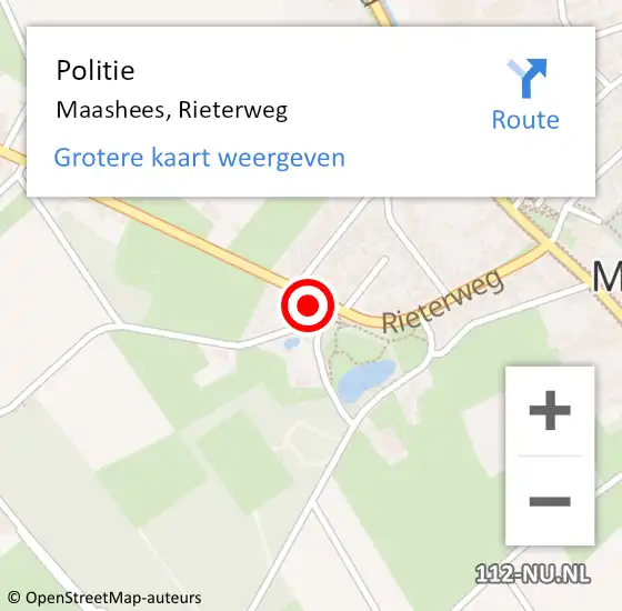 Locatie op kaart van de 112 melding: Politie Maashees, Rieterweg op 24 mei 2015 19:18