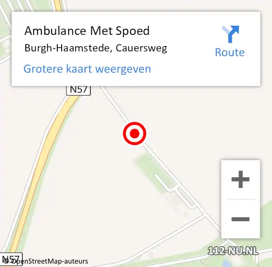 Locatie op kaart van de 112 melding: Ambulance Met Spoed Naar Burgh-Haamstede, Cauersweg op 24 mei 2015 19:18