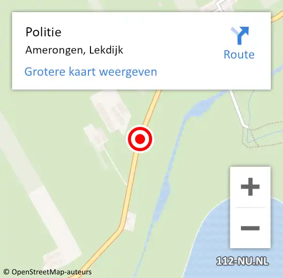 Locatie op kaart van de 112 melding: Politie Amerongen, Lekdijk op 24 mei 2015 19:25