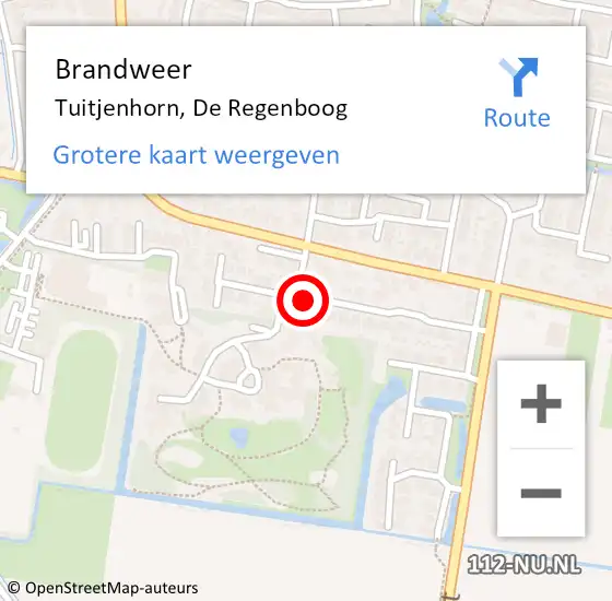 Locatie op kaart van de 112 melding: Brandweer Tuitjenhorn, De Regenboog op 24 mei 2015 19:51