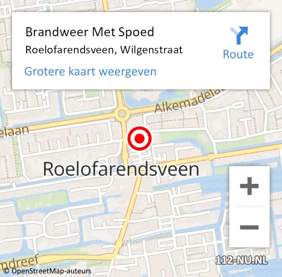 Locatie op kaart van de 112 melding: Brandweer Met Spoed Naar Roelofarendsveen, Wilgenstraat op 24 mei 2015 20:14