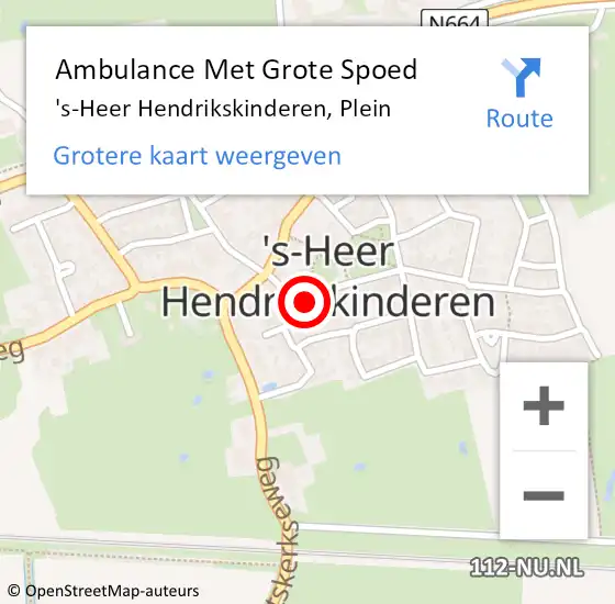 Locatie op kaart van de 112 melding: Ambulance Met Grote Spoed Naar 's-Heer Hendrikskinderen, Plein op 24 mei 2015 20:40