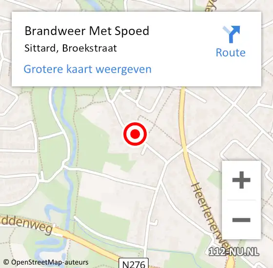 Locatie op kaart van de 112 melding: Brandweer Met Spoed Naar Sittard, Broekstraat op 24 mei 2015 20:58