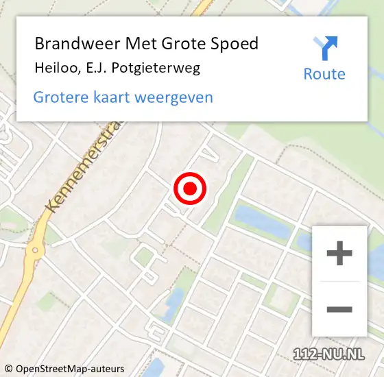 Locatie op kaart van de 112 melding: Brandweer Met Grote Spoed Naar Heiloo, E.J. Potgieterweg op 24 mei 2015 21:43