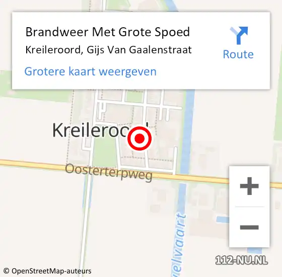 Locatie op kaart van de 112 melding: Brandweer Met Grote Spoed Naar Kreileroord, Gijs Van Gaalenstraat op 24 mei 2015 22:30