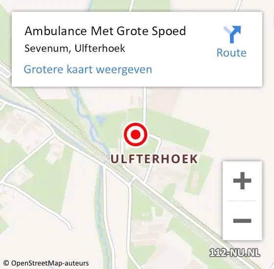 Locatie op kaart van de 112 melding: Ambulance Met Grote Spoed Naar Sevenum, Ulfterhoek op 24 mei 2015 22:35