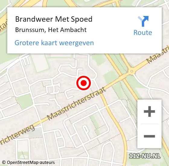 Locatie op kaart van de 112 melding: Brandweer Met Spoed Naar Brunssum, Het Ambacht op 25 mei 2015 00:02