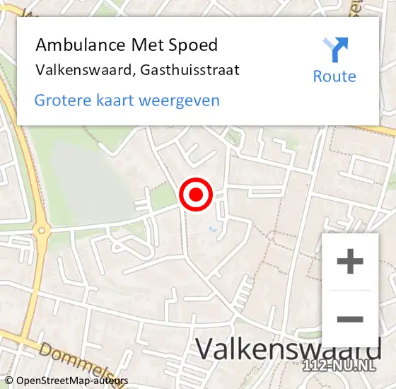 Locatie op kaart van de 112 melding: Ambulance Met Spoed Naar Valkenswaard, Gasthuisstraat op 25 mei 2015 01:32