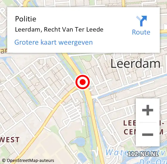 Locatie op kaart van de 112 melding: Politie Leerdam, Recht Van Ter Leede op 25 mei 2015 01:48