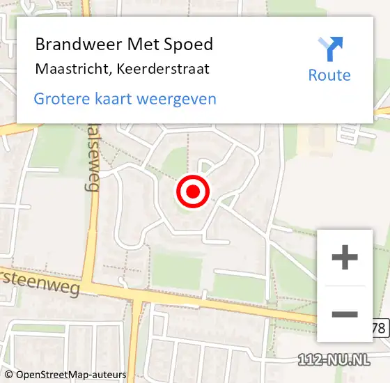 Locatie op kaart van de 112 melding: Brandweer Met Spoed Naar Maastricht, Keerderstraat op 25 mei 2015 02:25