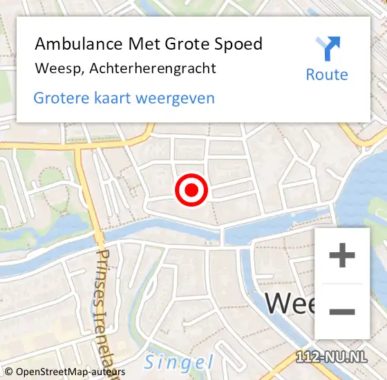 Locatie op kaart van de 112 melding: Ambulance Met Grote Spoed Naar Weesp, Achterherengracht op 25 mei 2015 02:48