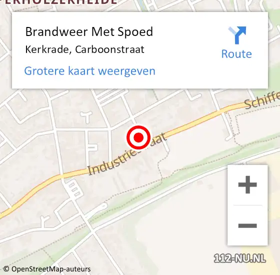 Locatie op kaart van de 112 melding: Brandweer Met Spoed Naar Kerkrade, Carboonstraat op 25 mei 2015 04:06