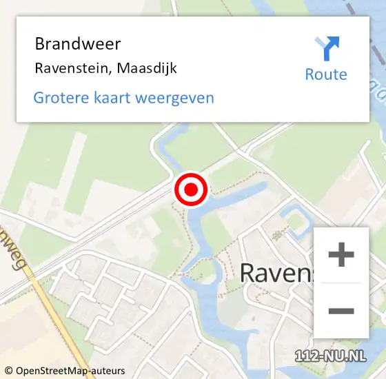 Locatie op kaart van de 112 melding: Brandweer Ravenstein, Maasdijk op 25 mei 2015 09:13