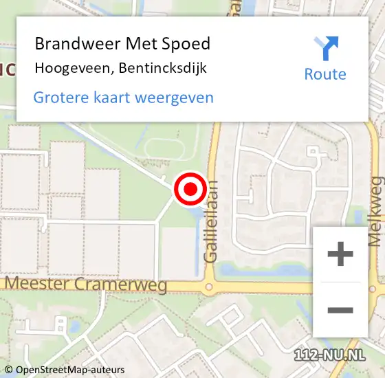 Locatie op kaart van de 112 melding: Brandweer Met Spoed Naar Hoogeveen, Bentincksdijk op 25 mei 2015 10:26