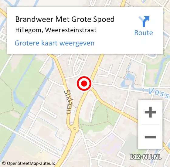 Locatie op kaart van de 112 melding: Brandweer Met Grote Spoed Naar Hillegom, Weeresteinstraat op 25 mei 2015 10:57