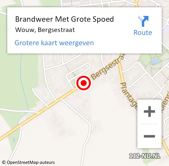 Locatie op kaart van de 112 melding: Brandweer Met Grote Spoed Naar Wouw, Bergsestraat op 25 mei 2015 11:11