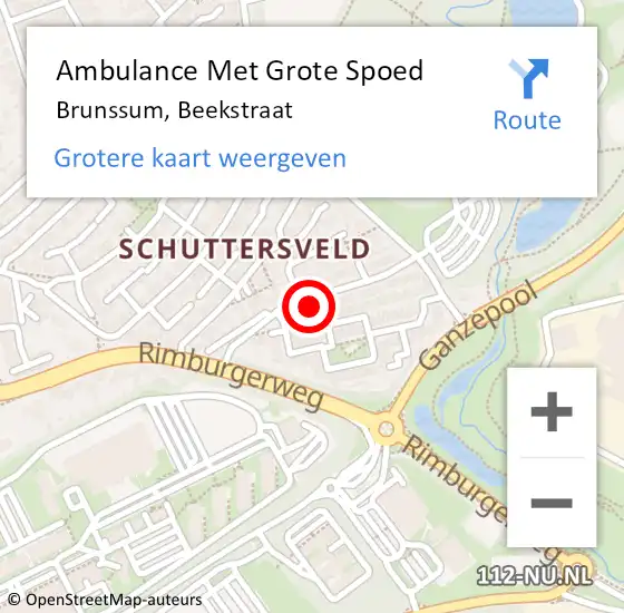 Locatie op kaart van de 112 melding: Ambulance Met Grote Spoed Naar Brunssum, Beekstraat op 25 mei 2015 11:11