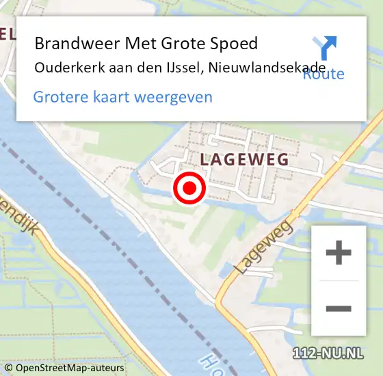 Locatie op kaart van de 112 melding: Brandweer Met Grote Spoed Naar Ouderkerk aan den IJssel, Nieuwlandsekade op 25 mei 2015 12:07