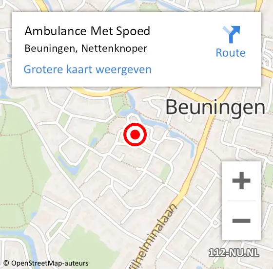 Locatie op kaart van de 112 melding: Ambulance Met Spoed Naar Beuningen, Nettenknoper op 25 mei 2015 12:09