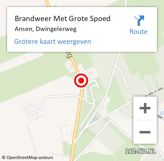 Locatie op kaart van de 112 melding: Brandweer Met Grote Spoed Naar Ansen, Dwingelerweg op 25 mei 2015 12:50