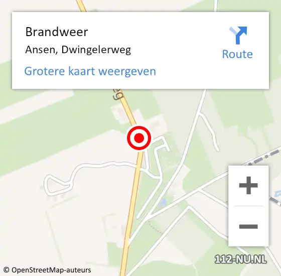 Locatie op kaart van de 112 melding: Brandweer Ansen, Dwingelerweg op 25 mei 2015 12:54