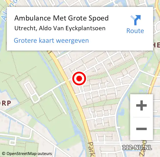 Locatie op kaart van de 112 melding: Ambulance Met Grote Spoed Naar Utrecht, Aldo Van Eyckplantsoen op 25 mei 2015 13:09