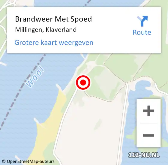 Locatie op kaart van de 112 melding: Brandweer Met Spoed Naar Millingen, Klaverland op 25 mei 2015 13:35