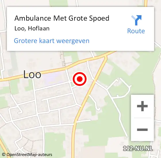 Locatie op kaart van de 112 melding: Ambulance Met Grote Spoed Naar Loo, Hoflaan op 25 mei 2015 13:37