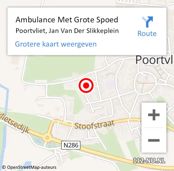 Locatie op kaart van de 112 melding: Ambulance Met Grote Spoed Naar Poortvliet, Jan Van Der Slikkeplein op 25 mei 2015 14:07