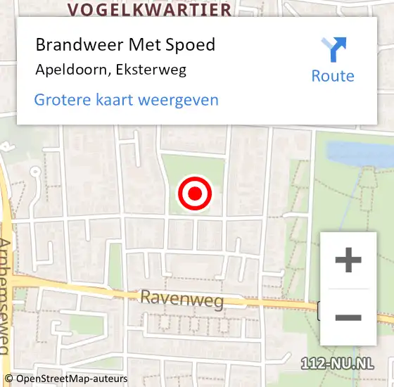 Locatie op kaart van de 112 melding: Brandweer Met Spoed Naar Apeldoorn, Eksterweg op 25 mei 2015 14:49