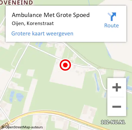 Locatie op kaart van de 112 melding: Ambulance Met Grote Spoed Naar Oijen, Korenstraat op 25 mei 2015 14:56