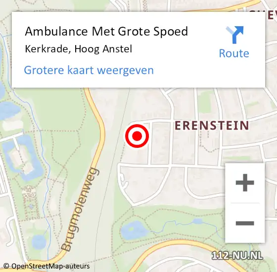 Locatie op kaart van de 112 melding: Ambulance Met Grote Spoed Naar Kerkrade, Hoog Anstel op 25 mei 2015 15:45