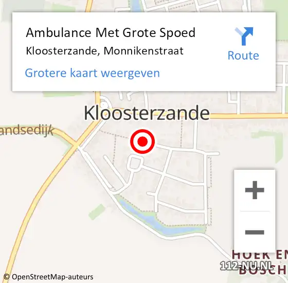 Locatie op kaart van de 112 melding: Ambulance Met Grote Spoed Naar Kloosterzande, Monnikenstraat op 25 mei 2015 15:53